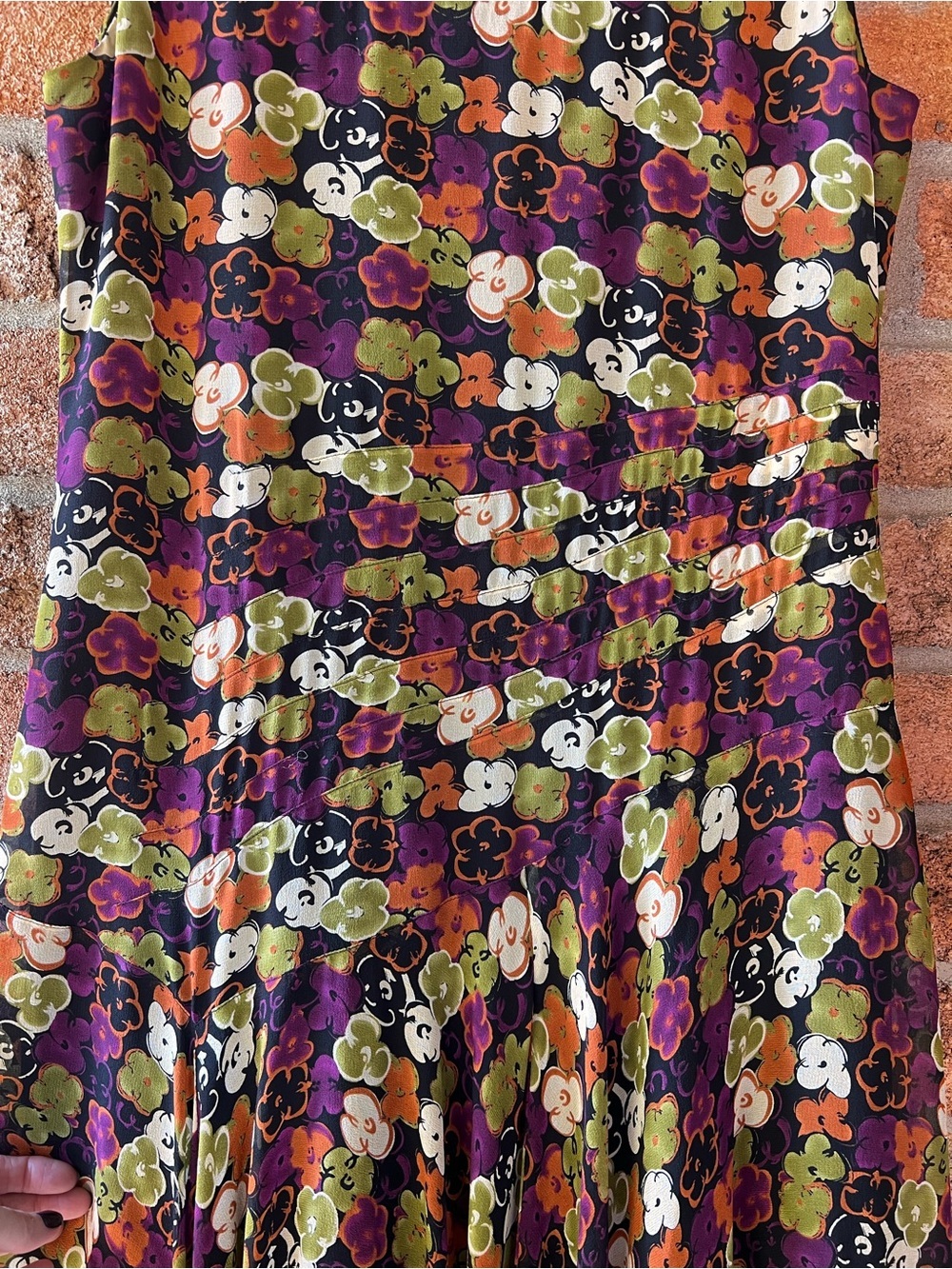 JONES NEW YORK 100% Silk Floral Midi Dress Handkerchief Hem Sleeveless - Picture 10 of 12